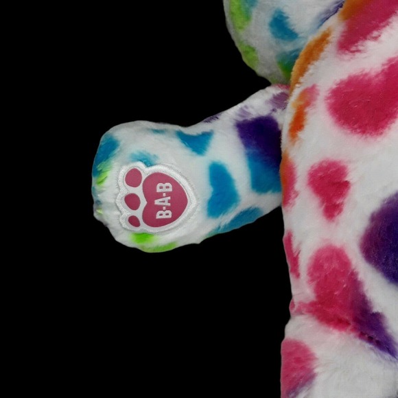 Build A Bear Kitty Cat Multicolored Rainbow Hearts Plush 16 Inch Stuffed Animal - Picture 3 of 7